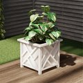 Pure Garden Pure Garden 50-LG5097 Square Planter Box - White Lattice Container for Flowers & Plants 50-LG5097